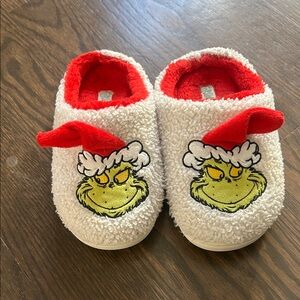 Grinch Fuzzy Slippers with Santa Hat